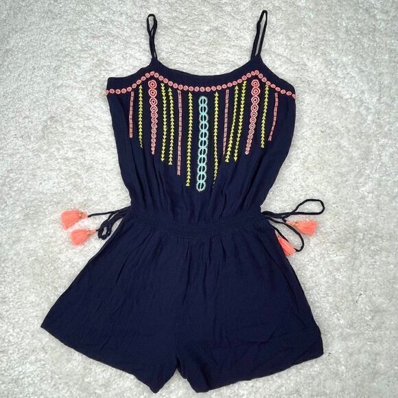 Lilly Pulitzer Beeler Navy Blue Embroidered Romper - Picture 2 of 11